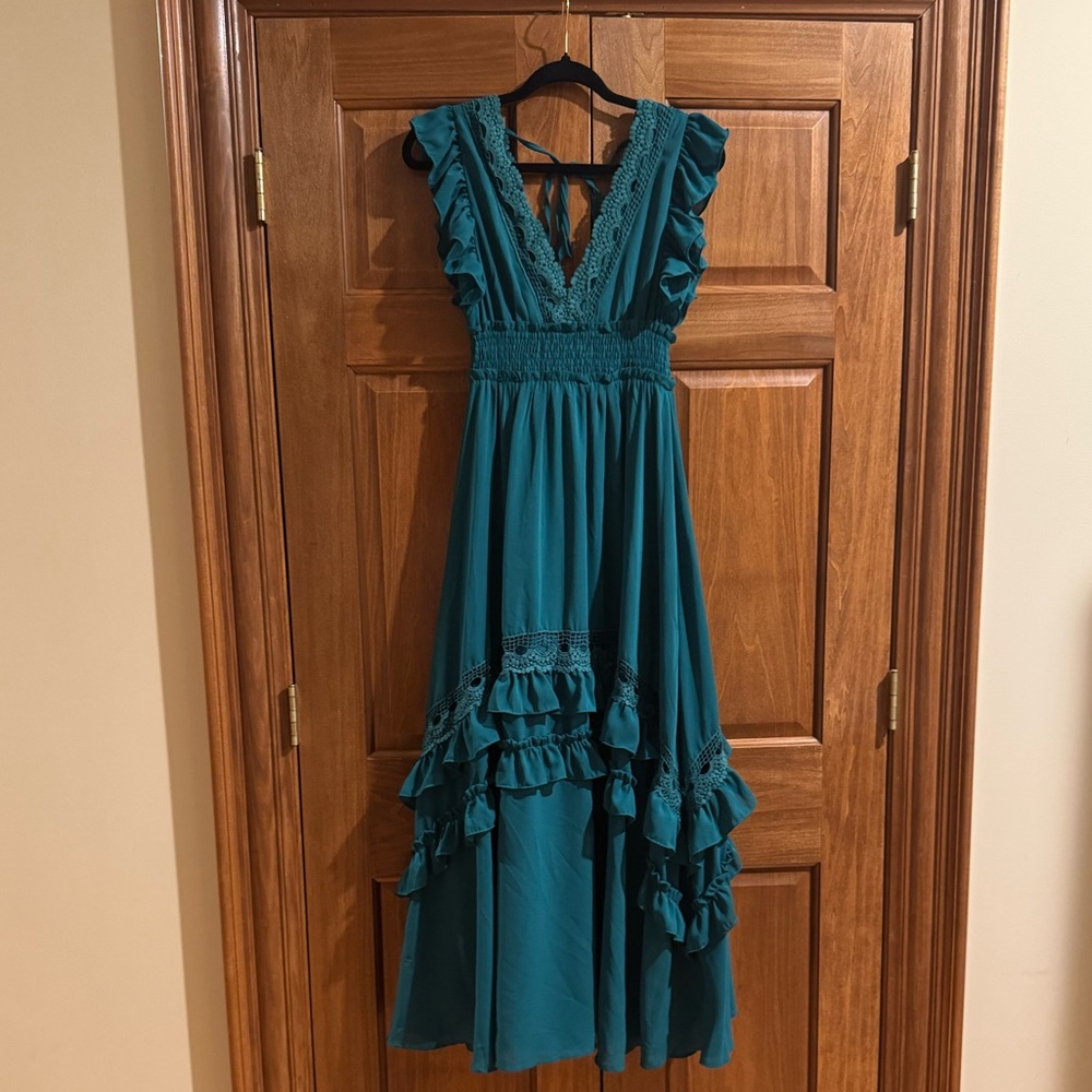 Baltic Born Teal Maxi Dress with Ruffles